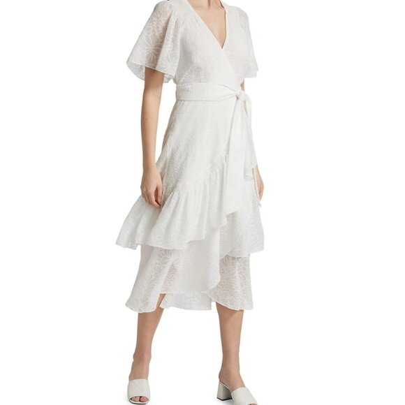 Tanya Taylor Dresses & Skirts - Tanya Taylor White Textured Wrap Midi Dress